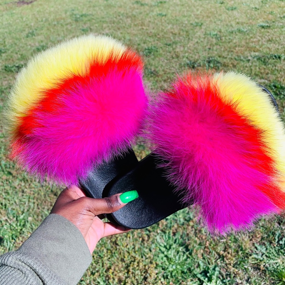 Pink sweets fur slides